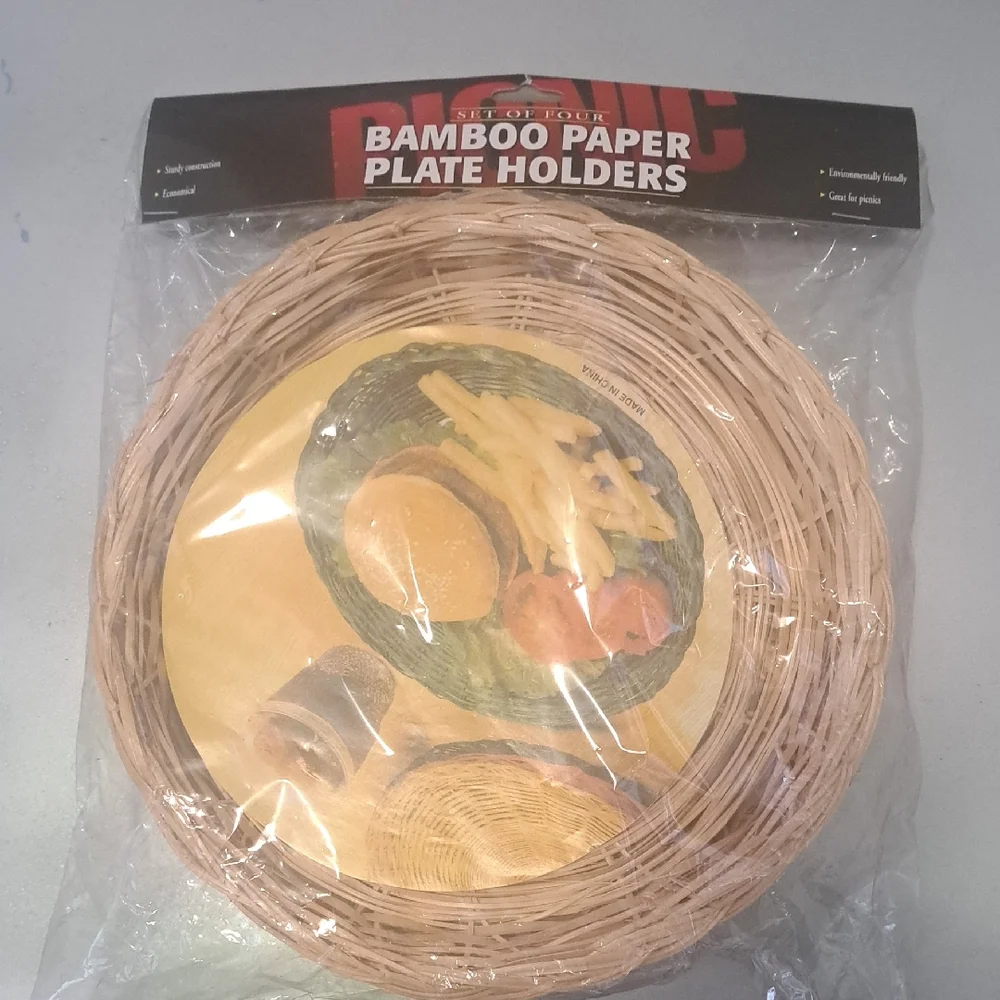Bamboo Paper Plate Holders - Set of Four